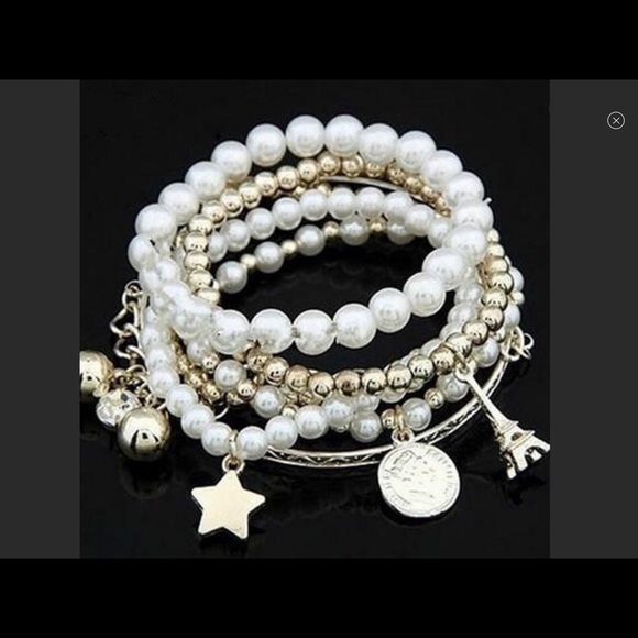 Paris Eiffel Tower Multi Piece Layered Charm Bracelet - Picture 5 of 6